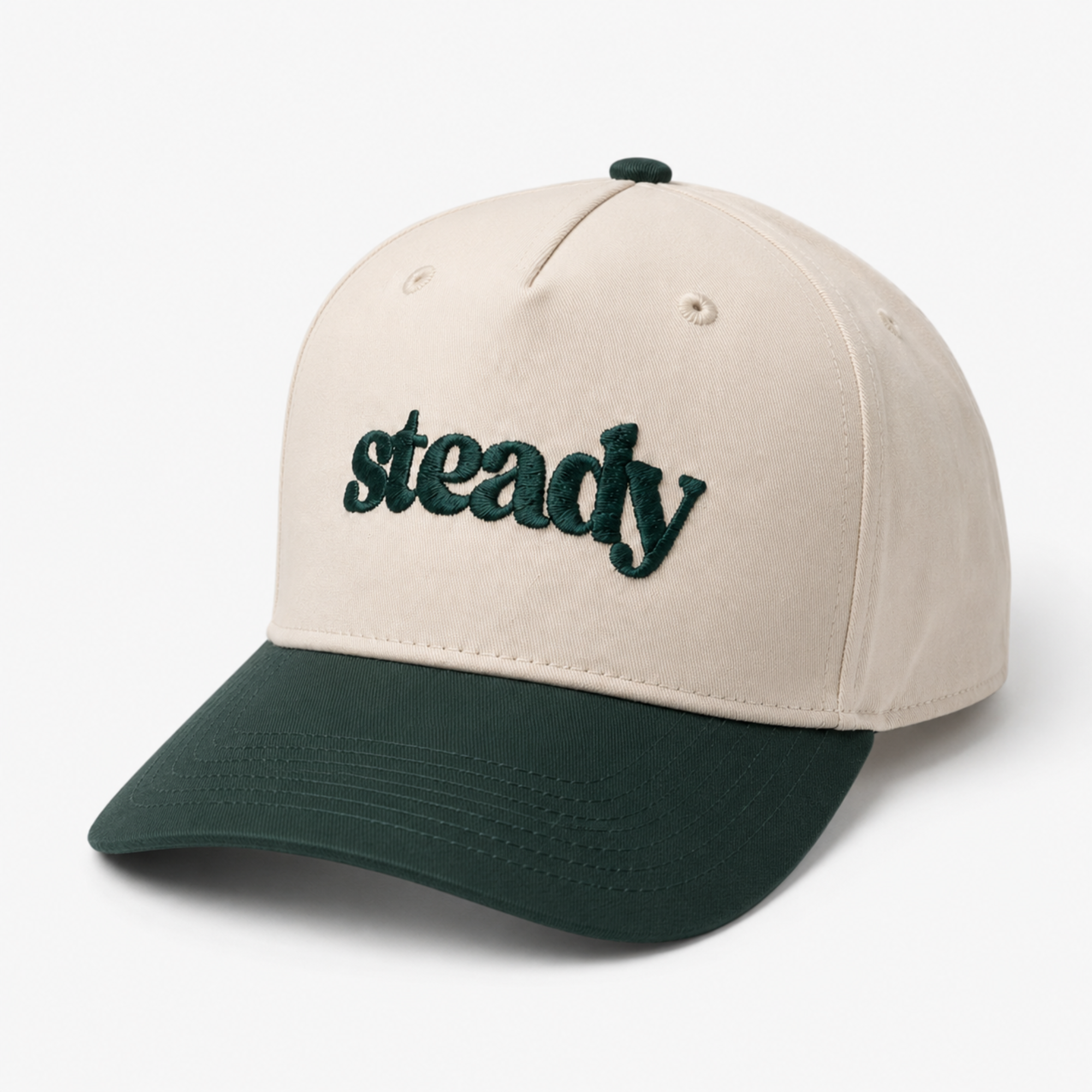 Studio front view of the Steady Trucker Hat.